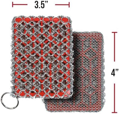 Knapp Made Premium Cast Iron Cleaner, 2-in-1 Combo Chainmail Scrubber - Image 2