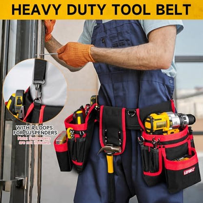 Tool Belt with 4 D-Rings, 27-Pockets Tool Belts - Image 6