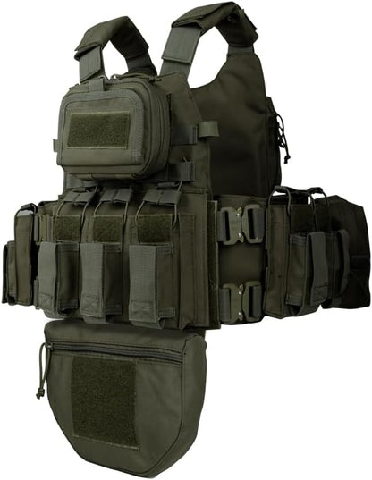 BOMTURN Great Tactical Outdoor Vest for Men Multifunctional Modular Molle Vest with Metal Buckles