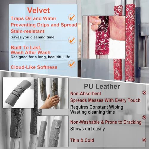 Volecy Refrigerator Handle Covers, Washable Velvet Appliance Door Handle Covers - Image 4