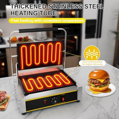 Commercial Panini Press Grill, 1800W Electric Sandwich Panini Maker - Image 3