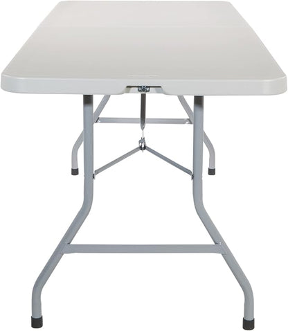 Office Star Resin Rectangle Center-Folding Portable Table for Picnics, Camping, and Tailgating, 6 Feet