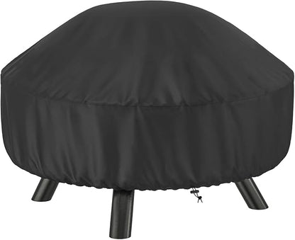 SHINESTAR Fire Pit Cover Round 32 In, Outdoor Fire Pit Cover for 22-32 Inches Fire Pits, Windproof Drawstring & Waterproof Layer, Black