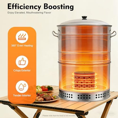 Charcoal Outdoor Barbecue Grill, Stainless Steel Barrel Charcoal Grills - Image 3