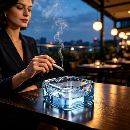 Glass Ashtray, Square Crystal Ash Tray - Image 6
