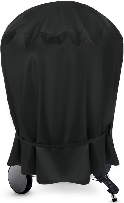NettyPro Grill Cover for Charcoal Kettle Grill 22 inch, Heavy Duty Waterproof Outdoor Round Smoker Cover, 27" W x 25" D x 35" H, Black