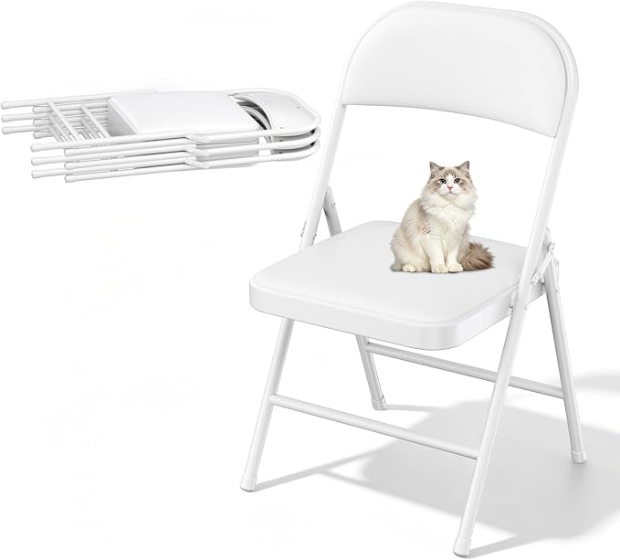 4 Pack Padded Folding Chairs, Portable Metal Foldable Chairs by HomePage