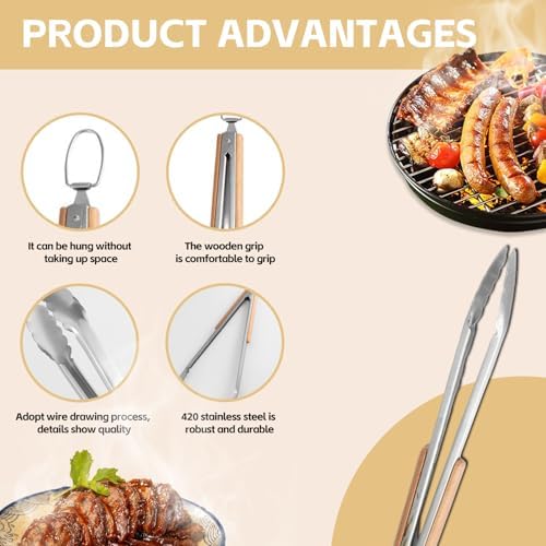 14 Inch Stainless Steel Grill Tongs - Image 3