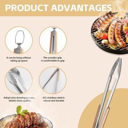14 Inch Stainless Steel Grill Tongs - Image 3