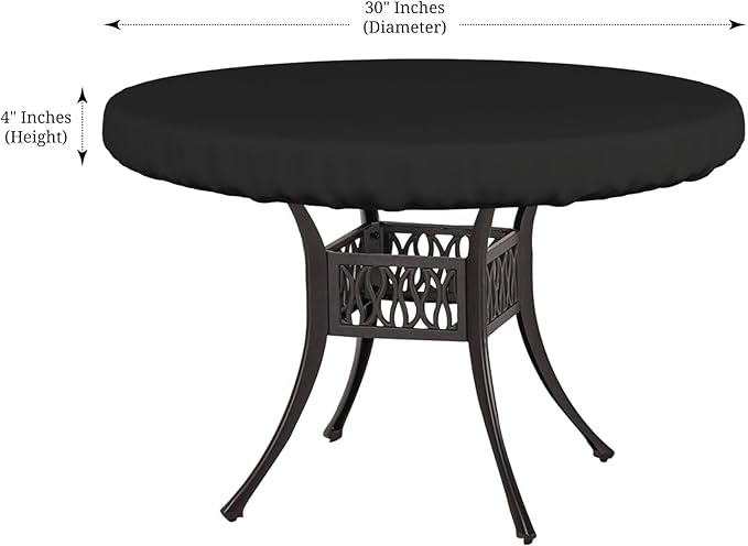 Covers & All Round Table Top Cover, 12 Oz Waterproof UV & Weather Resistant Patio Table Cover, Outdoor Table Cover for Patio Outdoor Furniture & Coffee Table (30" Dia x 4" H Inches, Black)
