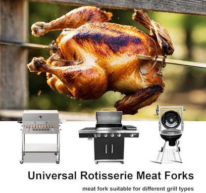 2Pcs Heavy Duty Stainless Steel BBQ Rotisserie Forks - Image 5