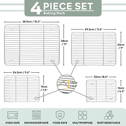 Herogo Cooling Rack Set of 4, Stainless Steel Cooking Baking Rack, Fit Various - Image 2
