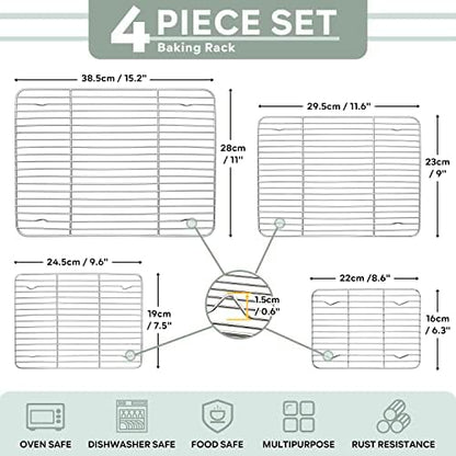 Herogo Cooling Rack Set of 4, Stainless Steel Cooking Baking Rack, Fit Various - Image 2