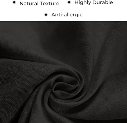 D'Moksha Homes Linen Black Table Runner 48 Inches - 100% Pure Linen Small Table Runner 14 x 48 Inch for Coffee Tables, Dresser, Winter, Holiday - Machine Washable