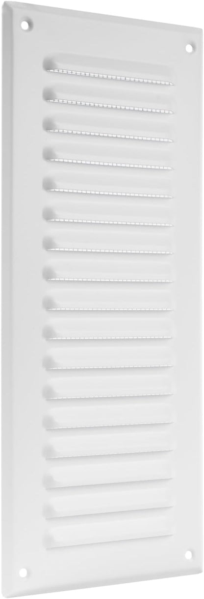 Vent Systems – 3.35 x 9.84 Inch (Inner) White Metal Rectangular Soffit Air Vent Grille Cover, Register Vent Deflector Louver Built-in Mesh HVAC For Bathroom Home Office Kitchen 4.92" x 11.61" (Outer)