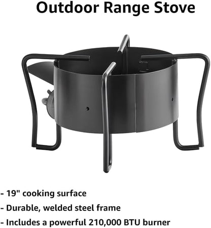 Portable Gas Stove with Hose Guard, Steel Heavy Duty Single Burner Outdoor Patio Stove, Tank Cooker Perfect for Deep Frying or Steaming, Turkey Fry, Catered Events, Camping, Range - 210,000 BTU
