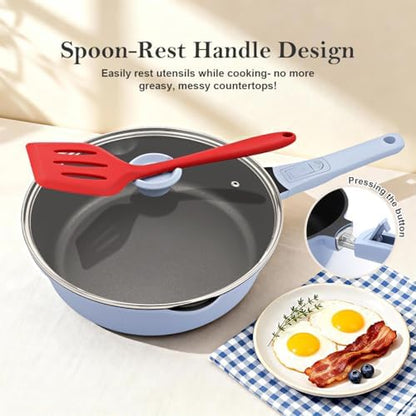 12 Inch Nonstick Deep Frying Pan Skillet - Image 4