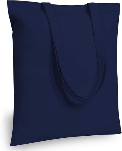 TOPDesign 24-Pack Economical 16"x15" Navy Blue Cotton Tote Bag, Lightweight Medium Reusable Grocery Shopping Cloth Bags, Suitable for DIY, Advertising, Promotion, Gift, Activity