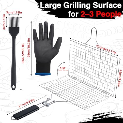 Grill Basket Set – Stainless Steel Folding BBQ Basket - Image 2