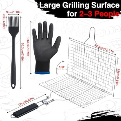 Grill Basket Set – Stainless Steel Folding BBQ Basket - Image 2
