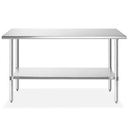 GRIDMANN Stainless Steel Work Table 60 x 24 Inches, NSF Commercial Kitchen Prep Table with Under Shelf for Restaurant and Home