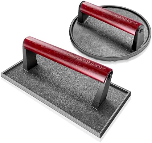 Cast Iron Bacon Press 7" Round & Rectangle 8"x4" Cast Iron Grill Press by ShopSquare
