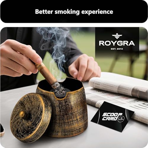 roygra Cigar Ash Tray with Lid, Outdoor Ashtray - Image 5