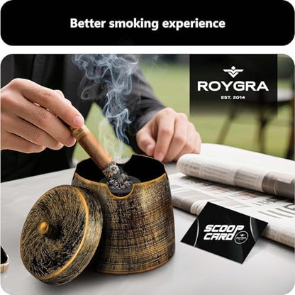 roygra Cigar Ash Tray with Lid, Outdoor Ashtray - Image 5