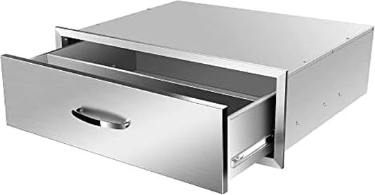 BBQ Outdoor Kitchen Drawers Stainless Steel 3-Drawer BBQ Drawer Enclosed Built-in Drawer Flush Mount for Outdoor Kitchens & BBQ Islands,30Wx23Dx10H