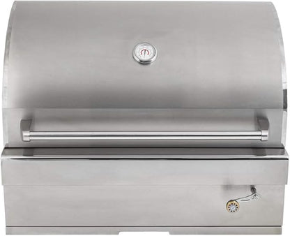 Turbo Charcoal 32 Inch Built-In Stainless Steel BBQ Grill with Charcoal Tray