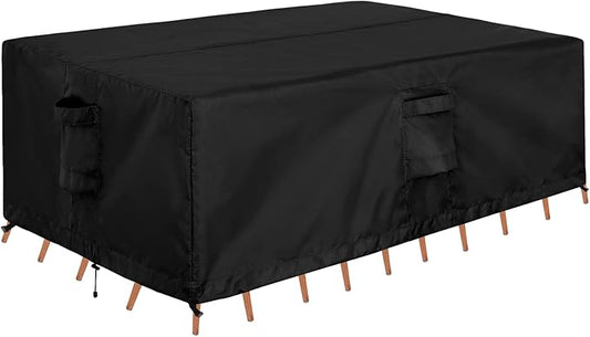 OutdoorLines Outdoor Waterproof Patio Table Furniture Set Covers - Rectangle Couch Sectional Cover Outside Weatherproof Patio Furniture Covering for Deck, Lawn and Backyard 110"L x 84"W x 28"H, Black