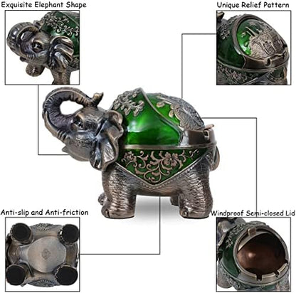 Stand Elephant Ash Tray Vintage Metal Ashtray - Image 4