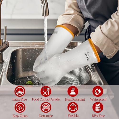 DEYAN Silicone BBQ Grill Gloves, Heat Resistant Oven Mitts - Image 2