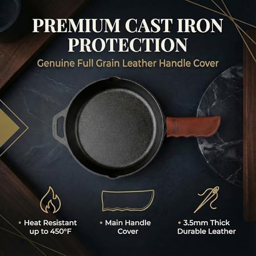 Leather Cast Iron Skillet Handle Cover, Pan Sleeve, Made in Georgia - Image 2