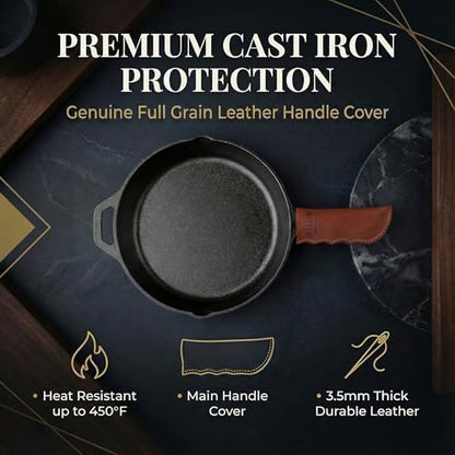 Leather Cast Iron Skillet Handle Cover, Pan Sleeve, Made in Georgia - Image 2