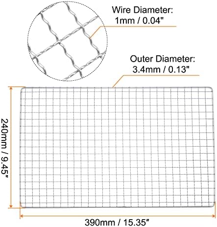 HARFINGTON Square BBQ Grill Net 15.4"x9.4" Stainless Steel Cross Wire Barbecue - Image 2