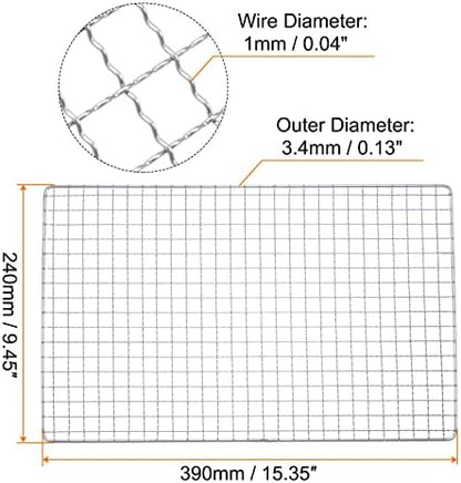 HARFINGTON Square BBQ Grill Net 15.4"x9.4" Stainless Steel Cross Wire Barbecue - Image 2