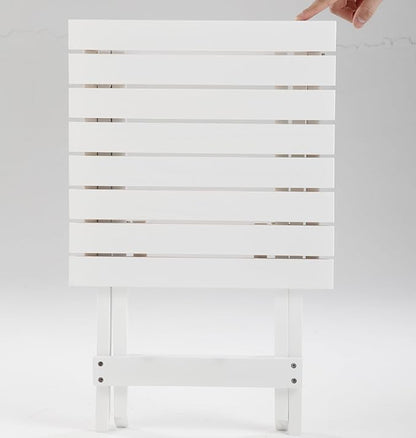 Small Side Table Square Folding, Patio Foldable Wooden End Table for Outdoor Indoor Porch Camping Living Room Bedroom, as Coffee Table or Plant Stand, White