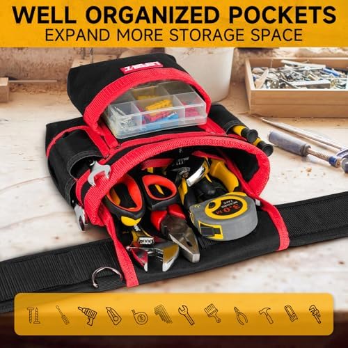 Tool Belt with 4 D-Rings, 27-Pockets Tool Belts - Image 5