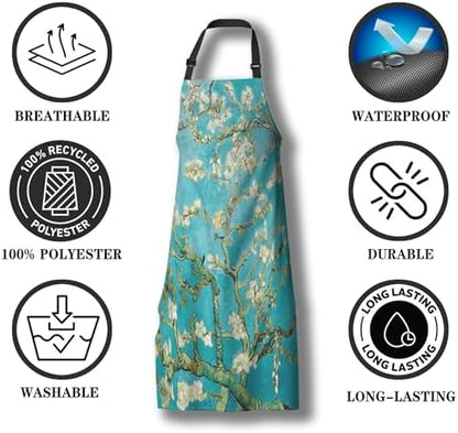 Kitchen Aprons for Men Almond Blossom Tree Women Apron for Cooking Restaurant - Image 7
