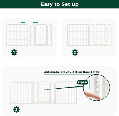 FXW Garden Fence Outdoor for The Yard – 40in(H) x 72.9ft(L) Heavy Duty Metal Animal Barrier for Dog and Rabbit, Decorative Dog Fence, 32 Panels, White