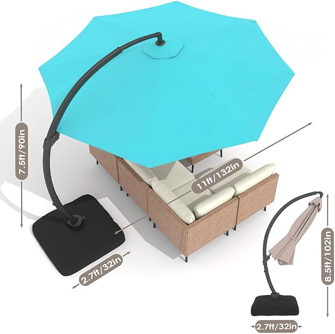 11FT All Aluminum Cantilever Patio Umbrella - Image 8