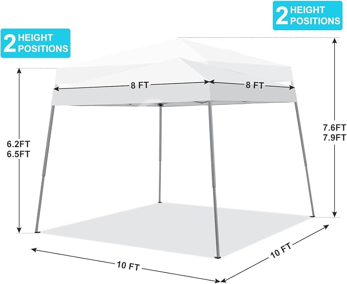 10x10FT Slant Leg Pop Up Canopy Tent, Portable Outdoor Shelter | 10x10FT Base - Image 4