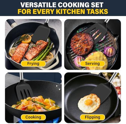 2 Pack Silicone Spatula Set, Solid & Slotted Turner - Image 7