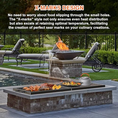 onlyfire Foldable Rectangular Heavy‑Duty Steel Fire Pit Cooking Grate - Image 7