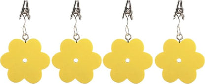 TwoFish Home Set of 4 Yellow Flower Resin Table Cover Tablecloth Weights Clips Handicraft Yellow Flower Tablecloth Clamps Pack of 4