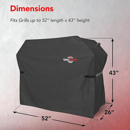 Heavy Duty BBQ Grill Cover for Outdoor Grill, 52 Inch – Waterproof, Weather Resistant, UV & Fade Resistant with Adjustable Straps – Gas Grill Cover for Weber, Charbroil, etc. Charcoal
