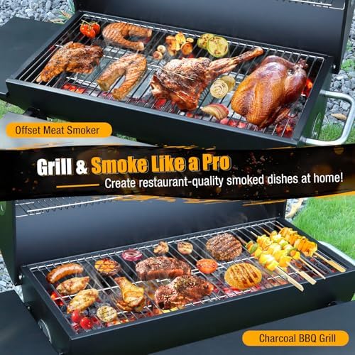Charcoal BBQ Grills Outdoor: Spacious Barrel Barbecue Grill - Image 5