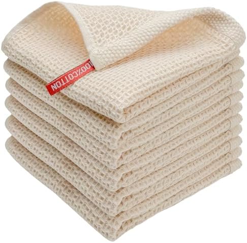 100% Cotton Waffle Weave Kitchen Towels, 6 Pack Dish Cloths by FreeNook