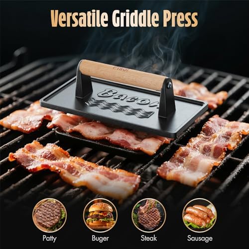 Pisol Cast Iron Smash Burger Press, Steak Weight Bacon Meat Press Tool - Image 6